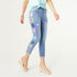 OMG Skinny Capri Jeans with Floral Side Embroidery - Light Denim